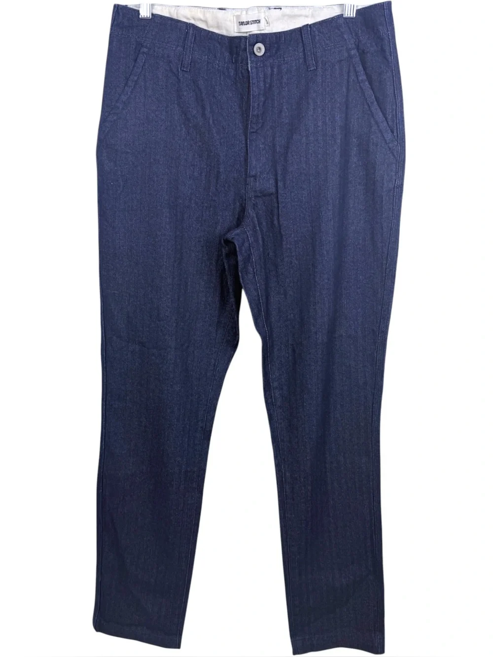 Taylor Stitch Morse Pant Washed Indigo Stripe Organic Cotton Tailored 32x34